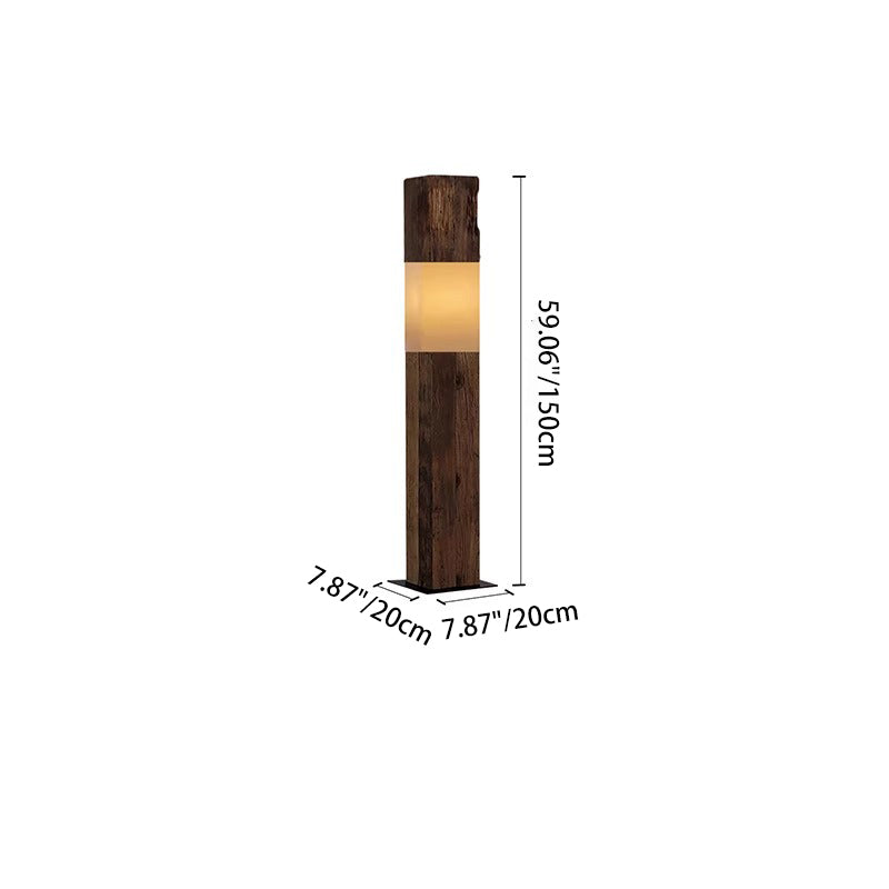 Solid Wood Distressed Rectangular Floor Lamp