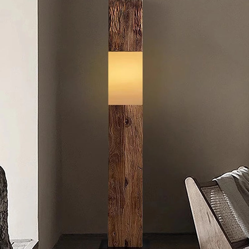 Solid Wood Distressed Rectangular Floor Lamp