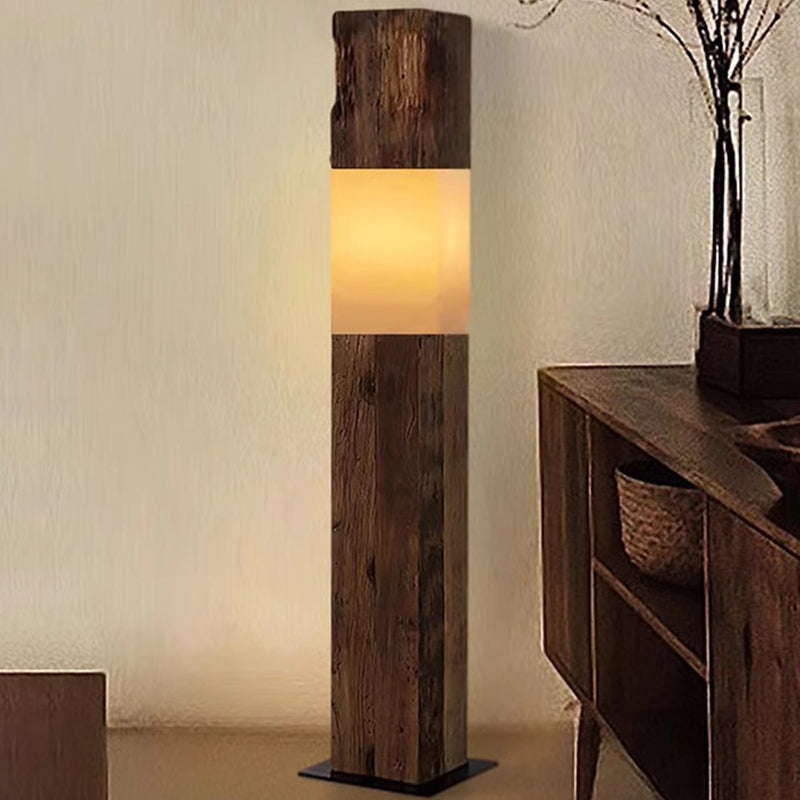 Solid Wood Distressed Rectangular Floor Lamp