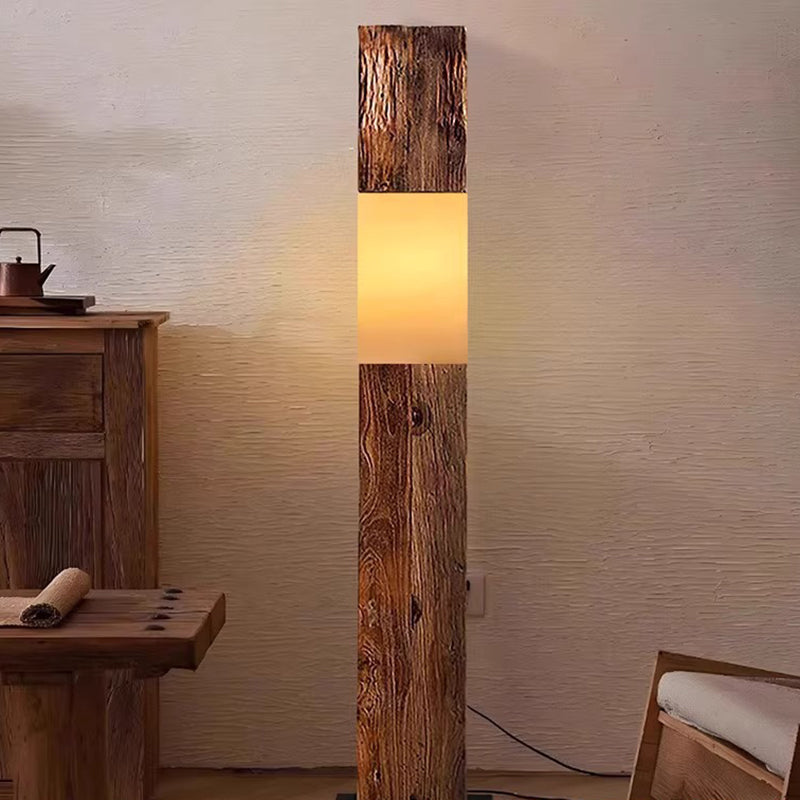 Solid Wood Distressed Rectangular Floor Lamp