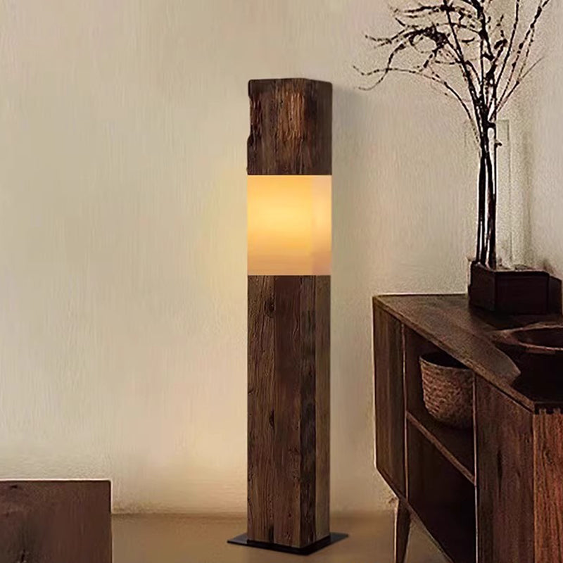 Solid Wood Distressed Rectangular Floor Lamp