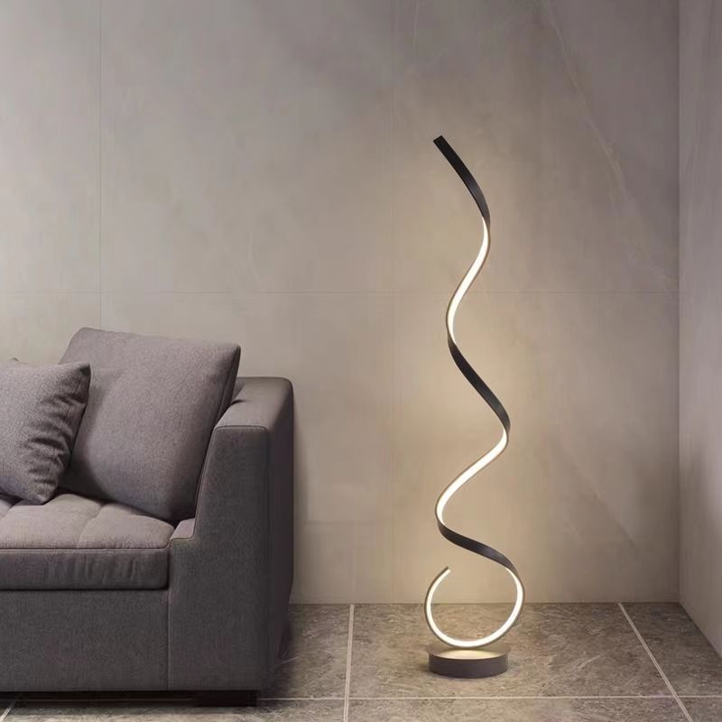 Curved Iron Frame PVC Floor Lamp