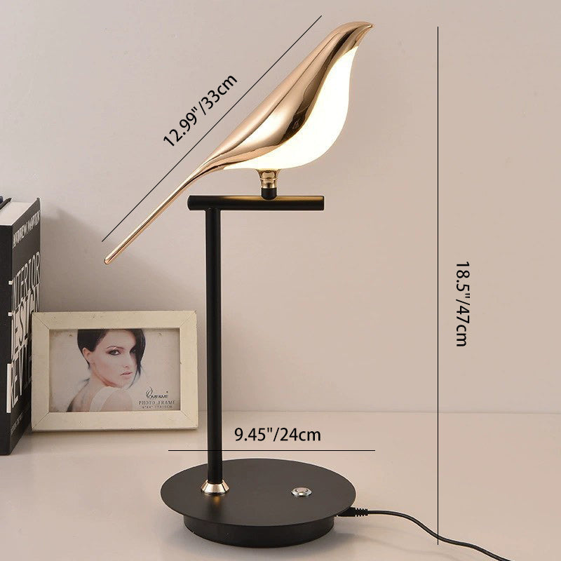 Bird Zinc Alloy Acrylic Table Lamp