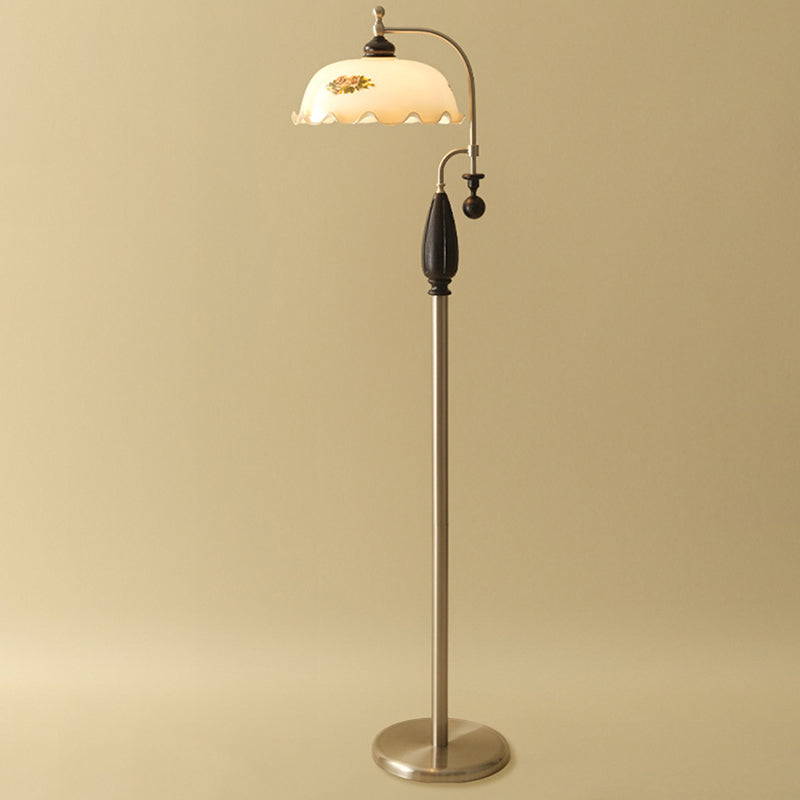 Dome Glass Ash Wood Floor Lamp