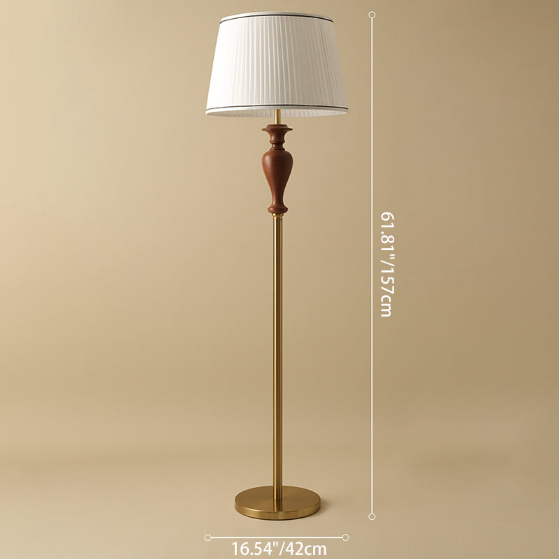 Tapered Fabric Ash Wood Floor Lamp