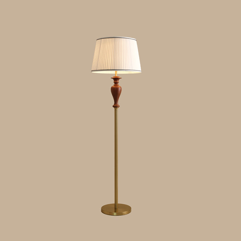 Tapered Fabric Ash Wood Floor Lamp