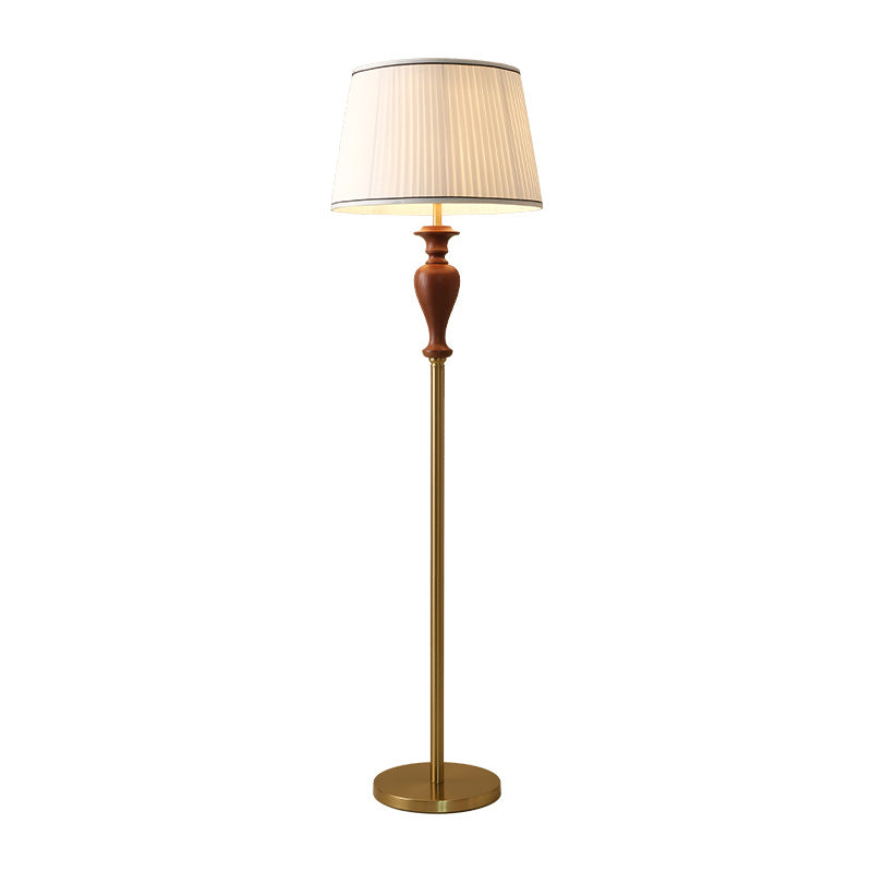 Tapered Fabric Ash Wood Floor Lamp