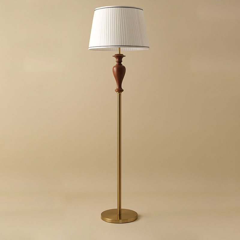 Tapered Fabric Ash Wood Floor Lamp