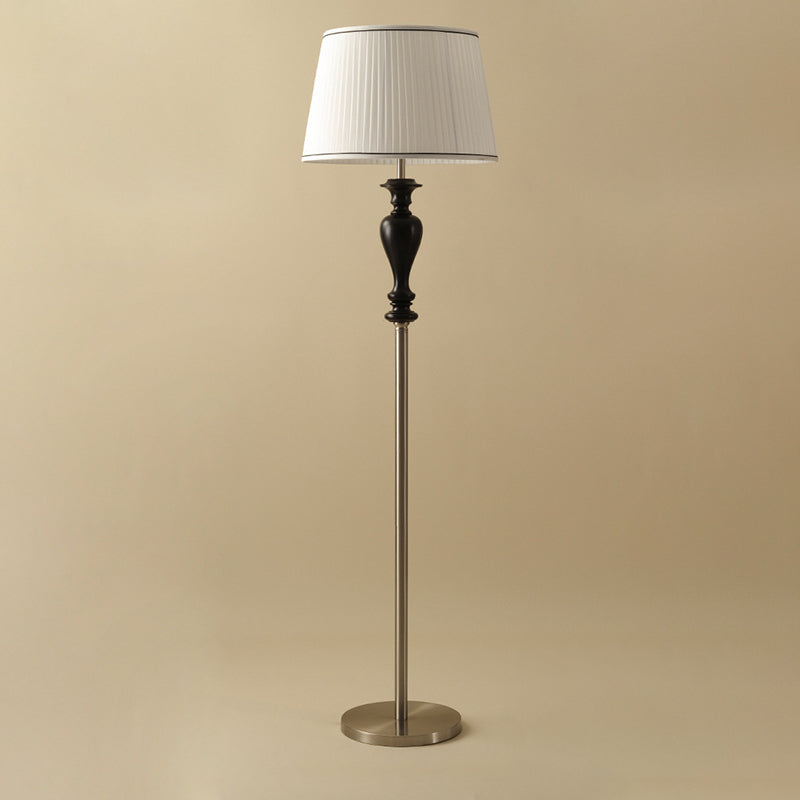 Tapered Fabric Ash Wood Floor Lamp