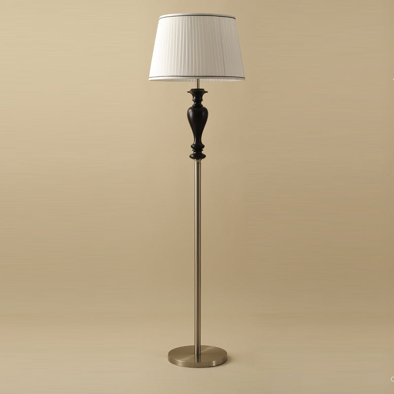 Tapered Fabric Ash Wood Floor Lamp
