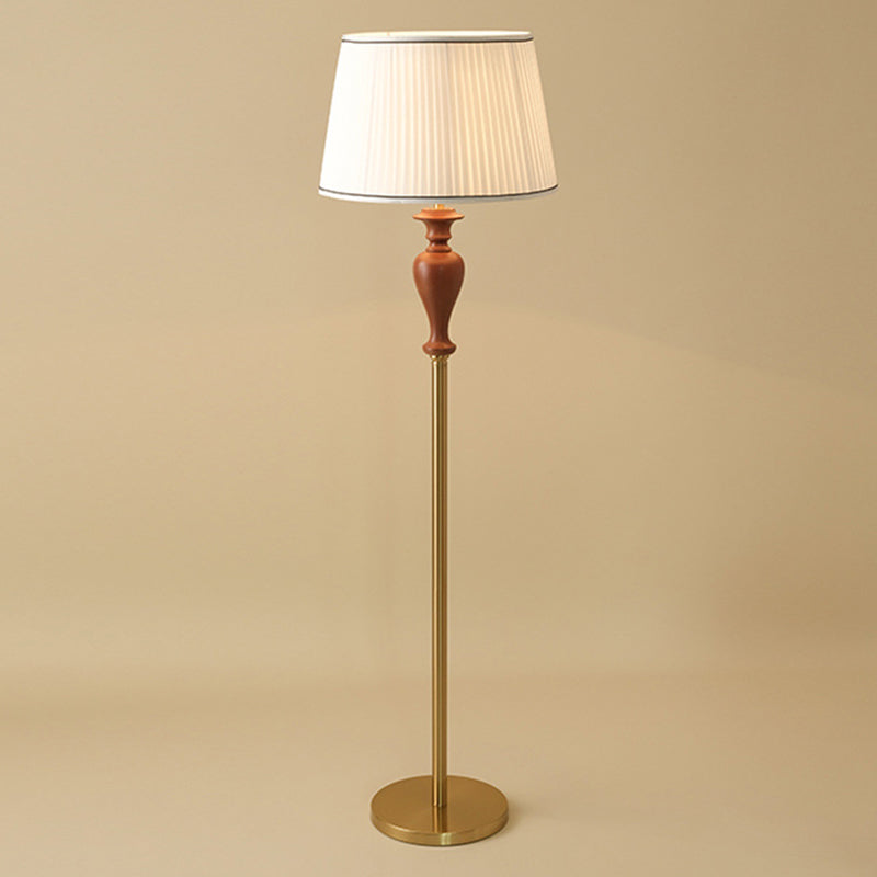 Tapered Fabric Ash Wood Floor Lamp