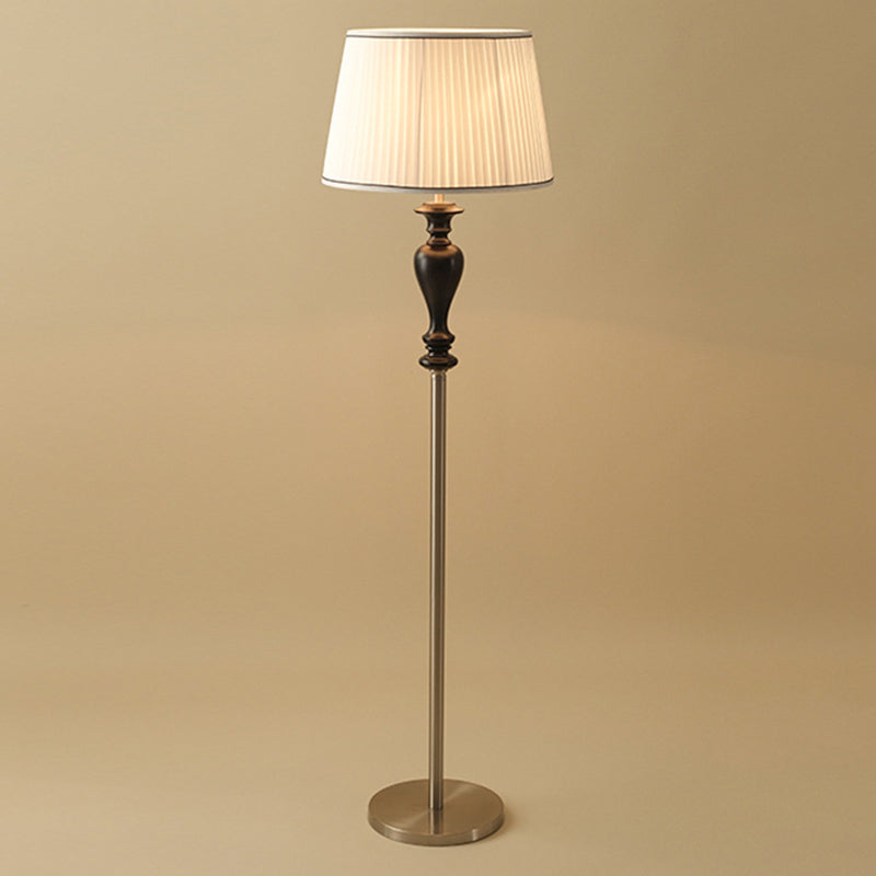 Tapered Fabric Ash Wood Floor Lamp