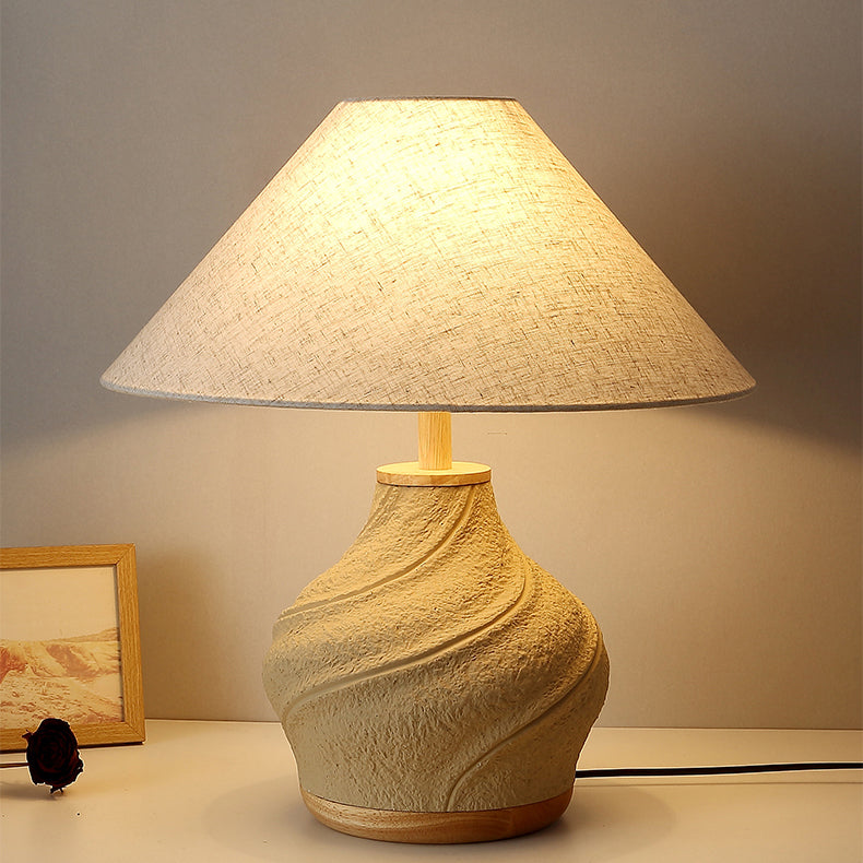 Cone Travertine Glass Bedroom Table Lamp
