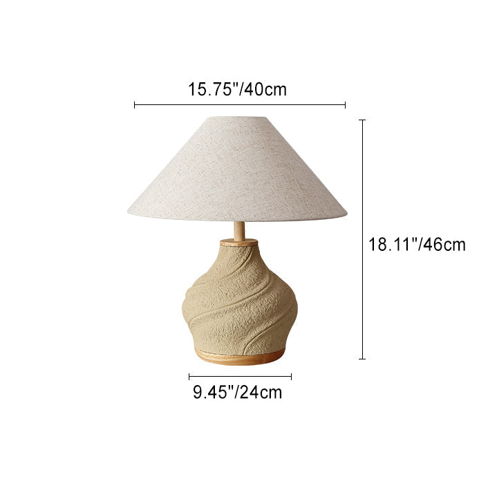 Cone Travertine Glass Bedroom Table Lamp