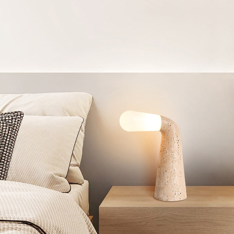 Cone Travertine Glass Vintage Table Lamp