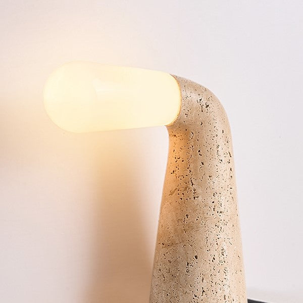 Cone Travertine Glass Vintage Table Lamp