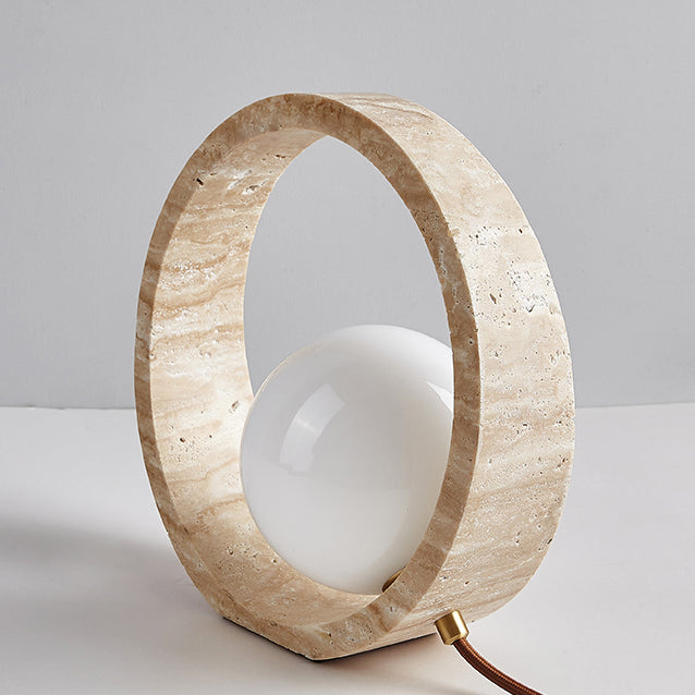 Travertine Circle Design Bedroom Table Lamp