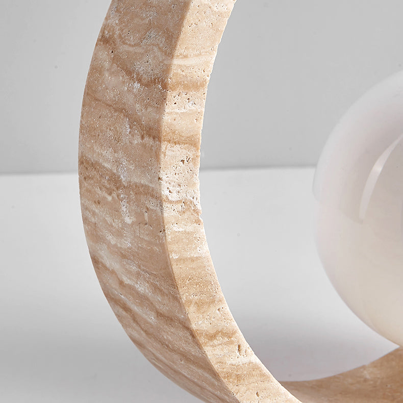 Travertine Circle Design Bedroom Table Lamp