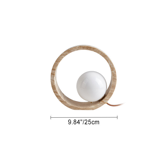 Travertine Circle Design Bedroom Table Lamp