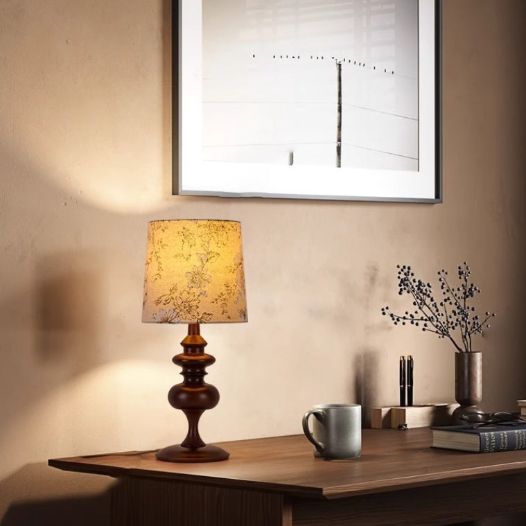 Cylinder Design Solid Wood Table Lamp