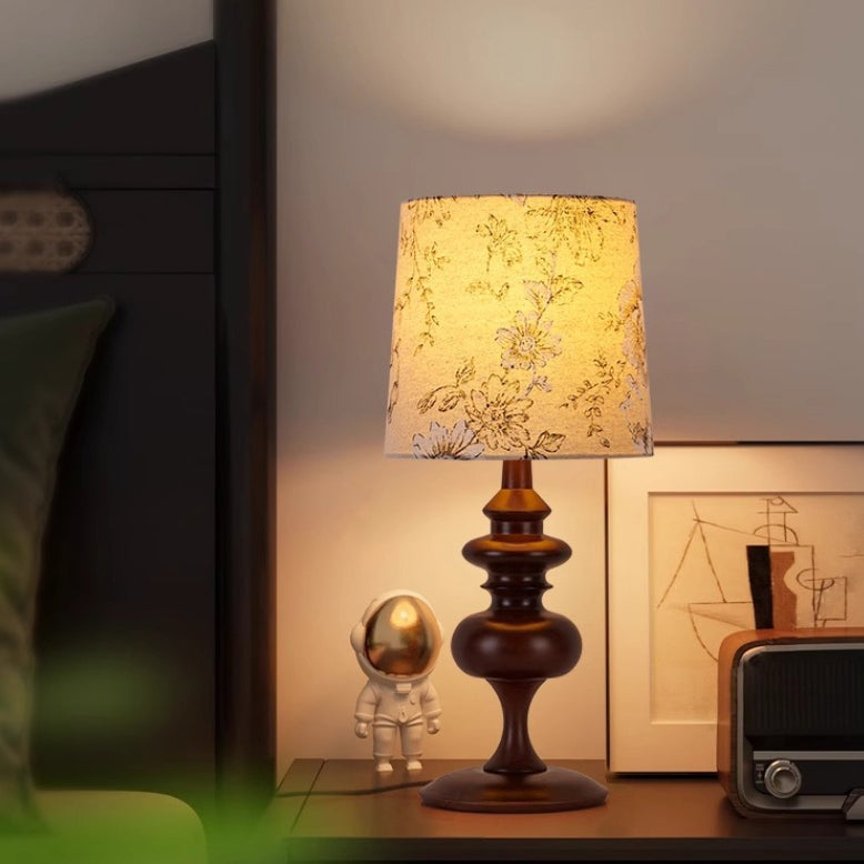 Cylinder Design Solid Wood Table Lamp
