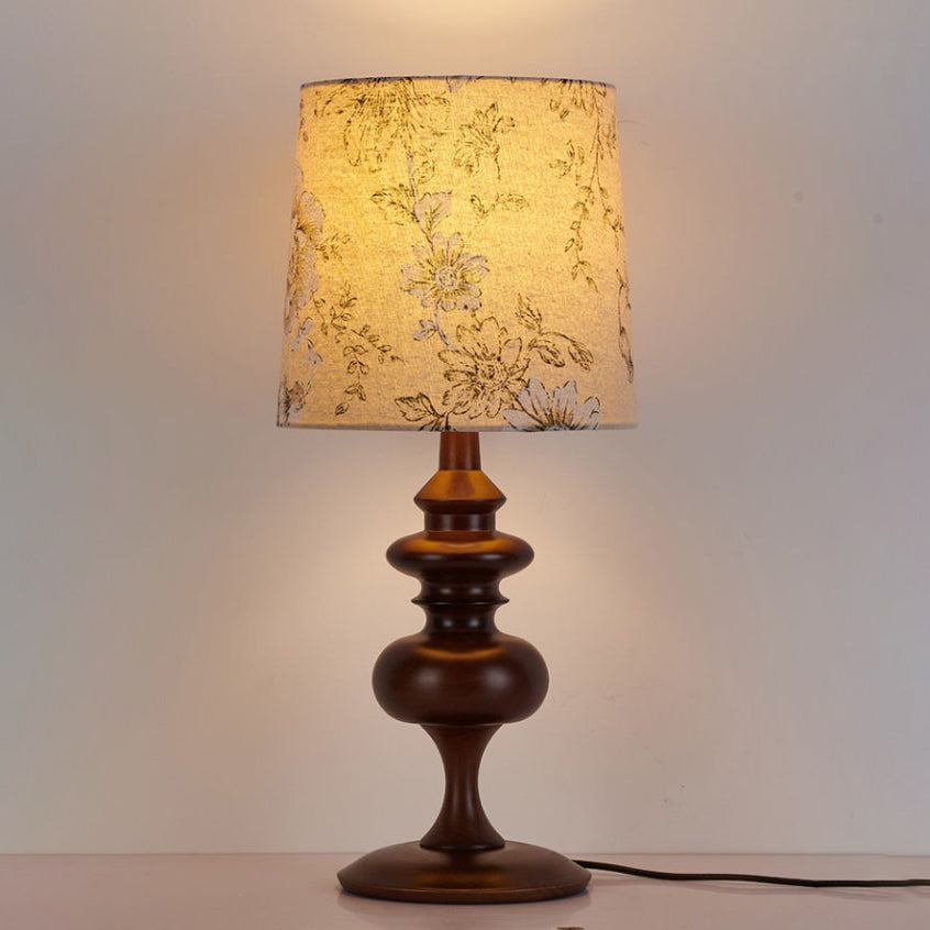 Cylinder Design Solid Wood Table Lamp