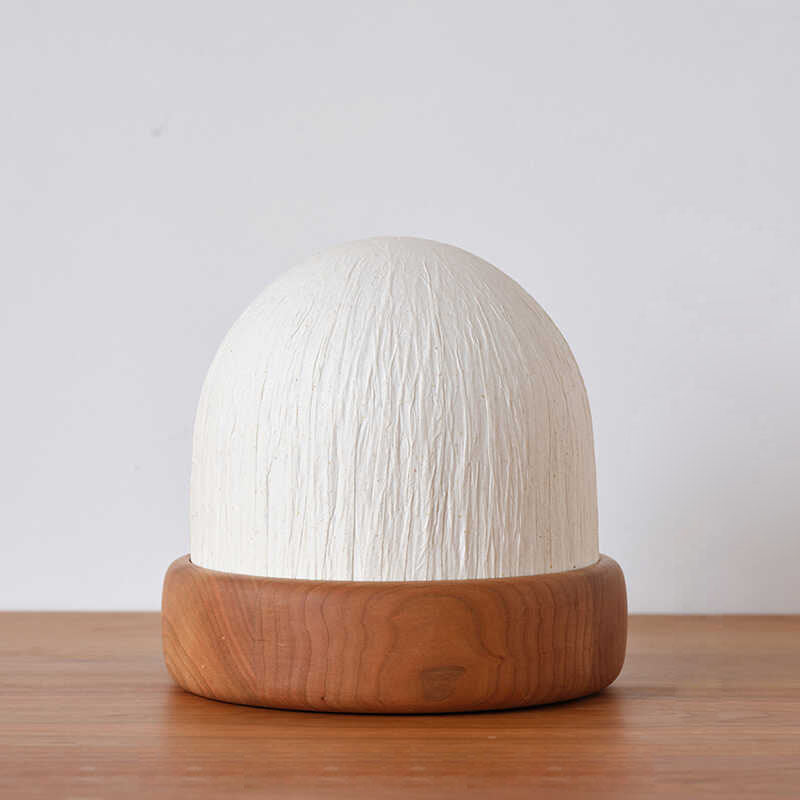 Dome Black Walnut Wood Table Lamp