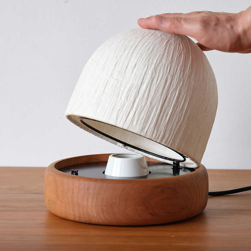 Dome Black Walnut Wood Table Lamp