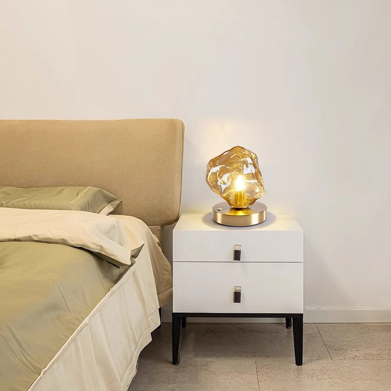 Ice Irregular Glass Aluminum Table Lamp