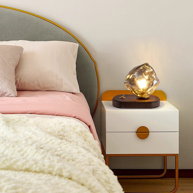 Ice Irregular Glass Aluminum Table Lamp