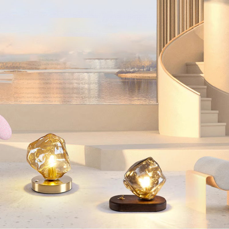 Ice Irregular Glass Aluminum Table Lamp