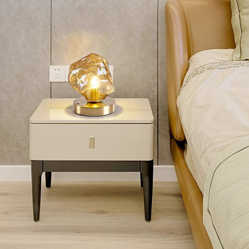 Ice Irregular Glass Aluminum Table Lamp