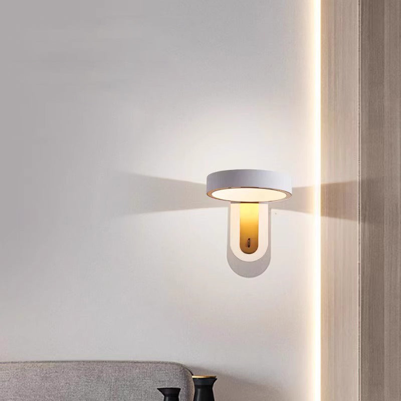 Round Iron Aluminum Bedroom Wall Lamp