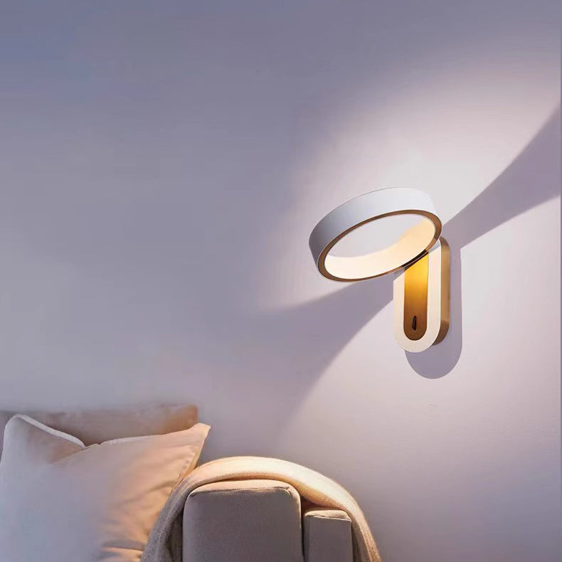 Round Iron Aluminum Bedroom Wall Lamp