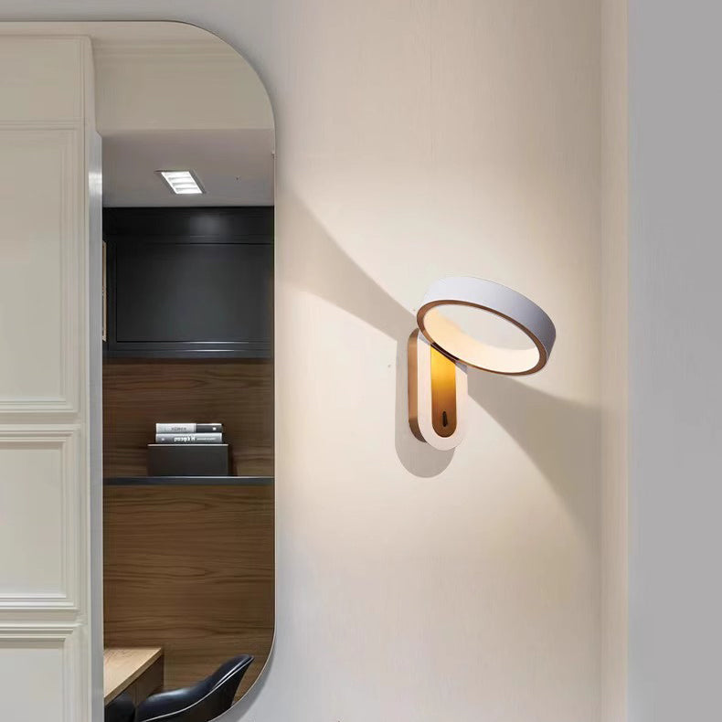 Round Iron Aluminum Bedroom Wall Lamp