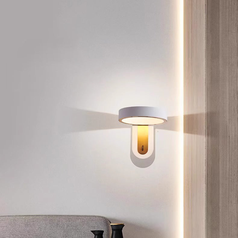 Round Iron Aluminum Bedroom Wall Lamp