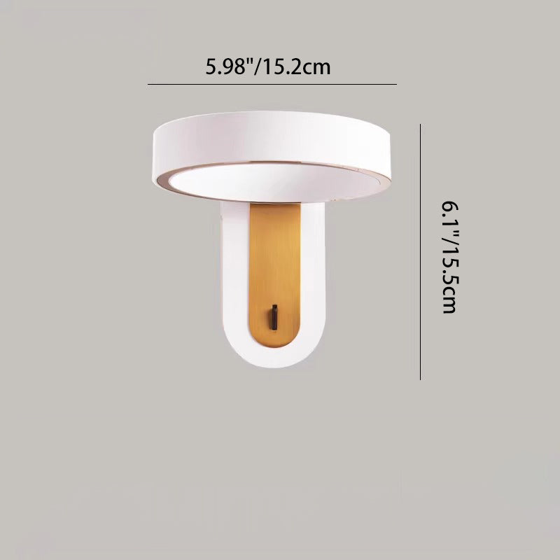 Round Iron Aluminum Bedroom Wall Lamp