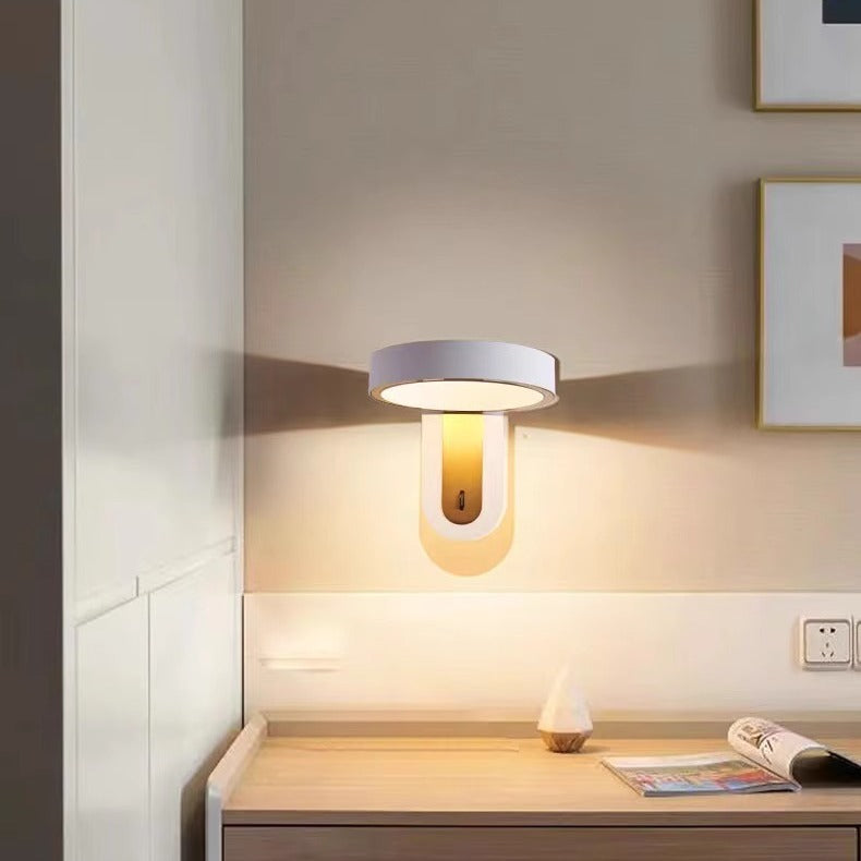 Round Iron Aluminum Bedroom Wall Lamp