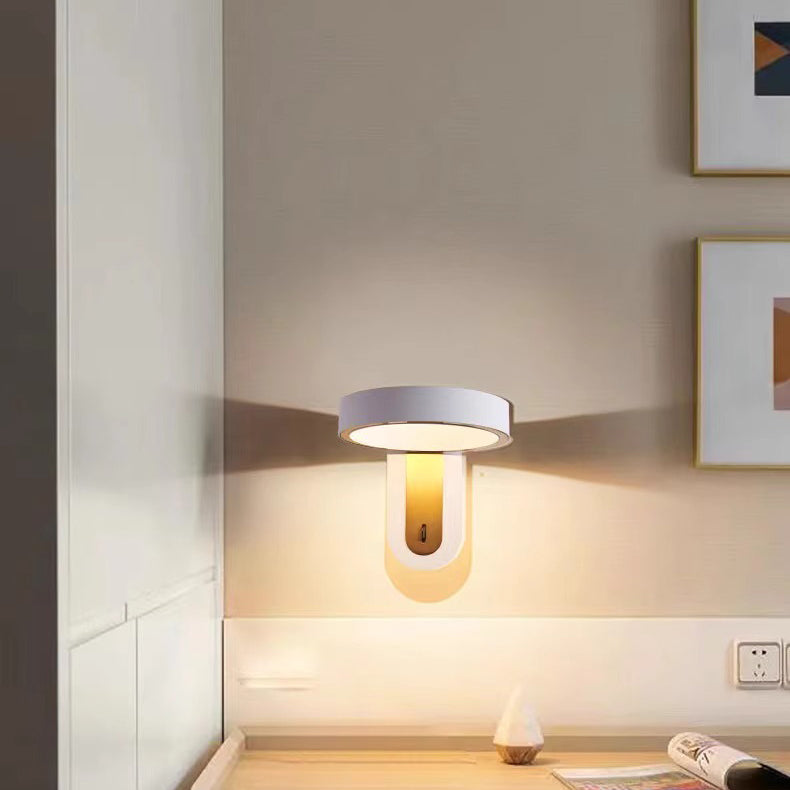 Round Iron Aluminum Bedroom Wall Lamp