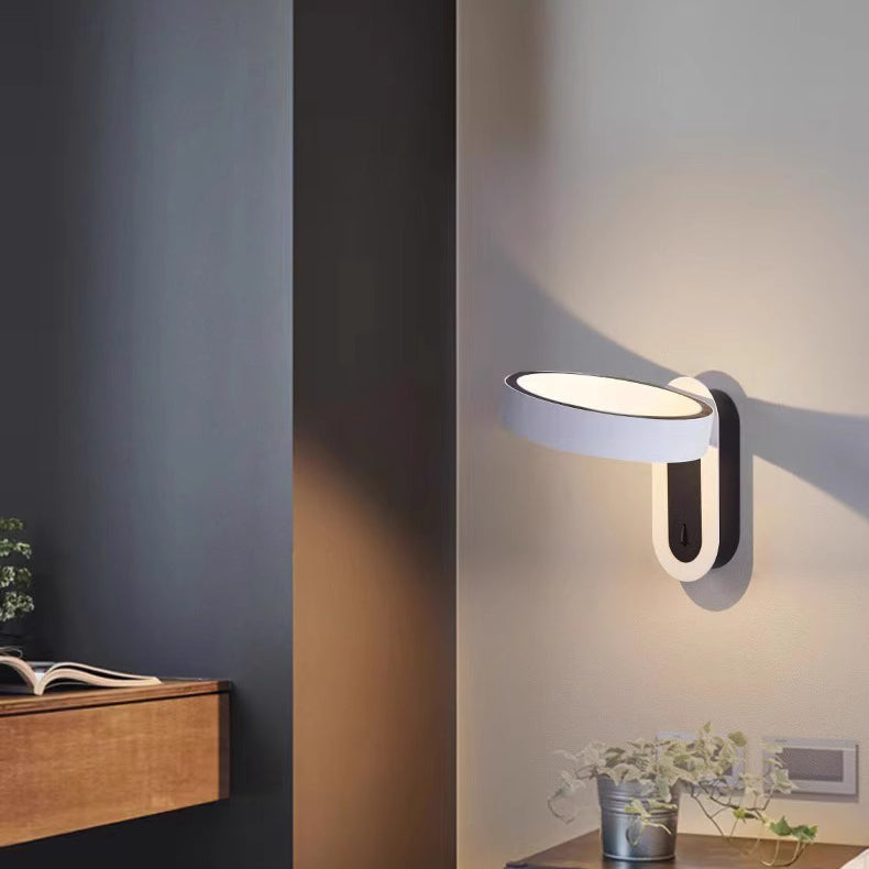 Round Iron Aluminum Bedroom Wall Lamp