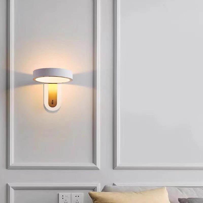 Round Iron Aluminum Bedroom Wall Lamp