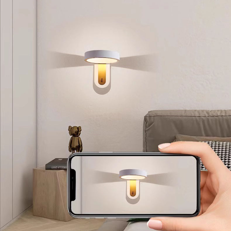 Round Iron Aluminum Bedroom Wall Lamp