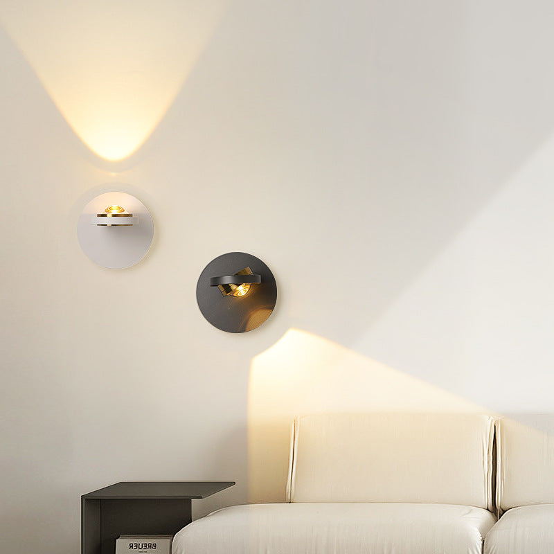 Round Iron Aluminum Bedroom Wall Lamp