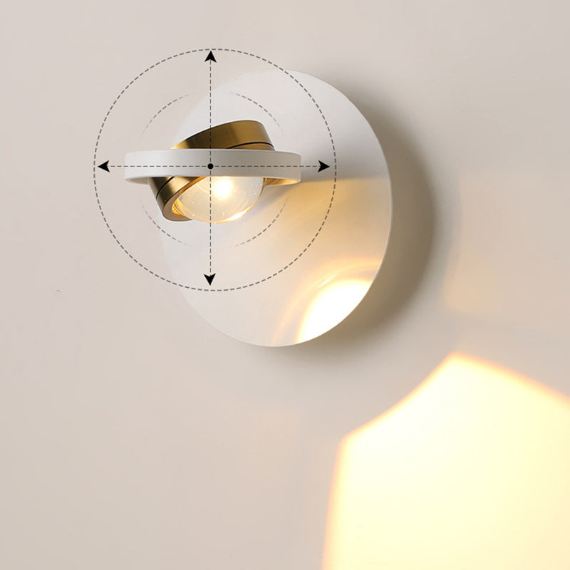 Round Iron Aluminum Bedroom Wall Lamp
