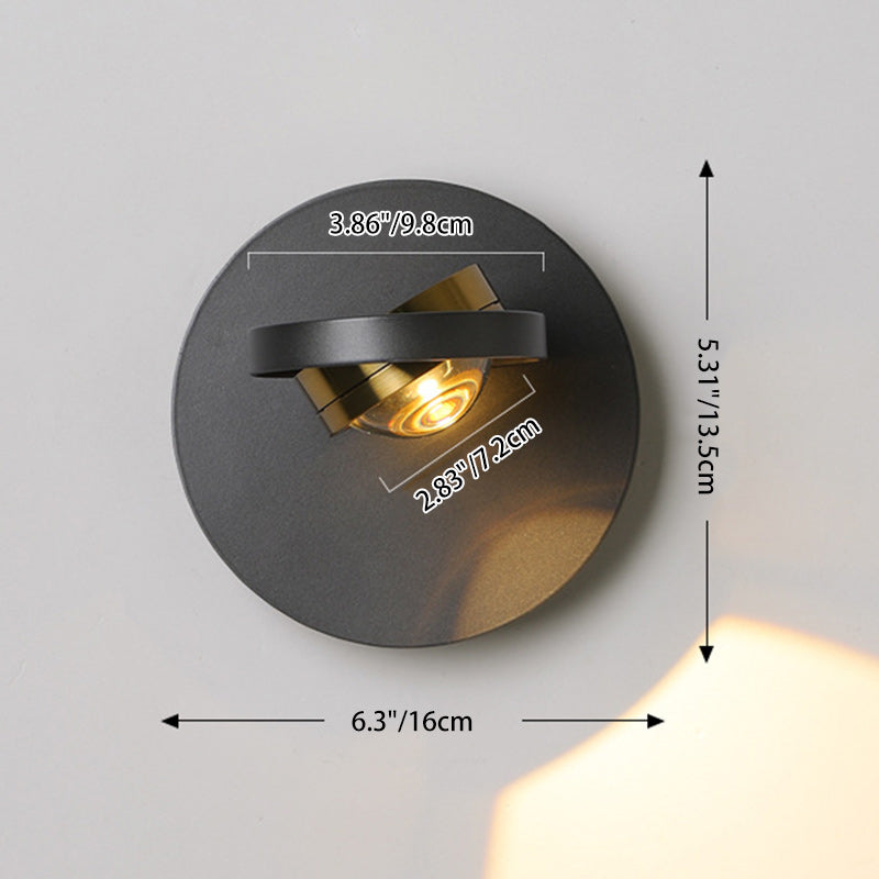 Round Iron Aluminum Bedroom Wall Lamp