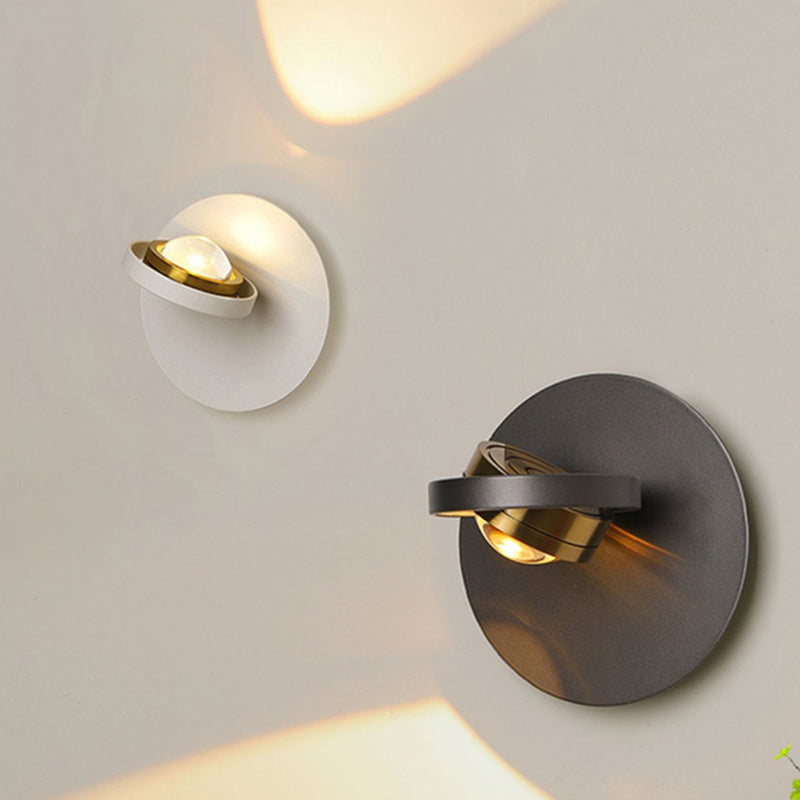 Round Iron Aluminum Bedroom Wall Lamp