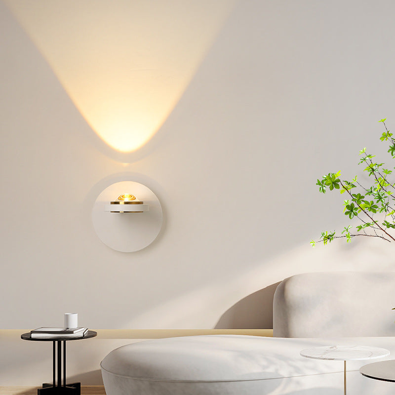 Round Iron Aluminum Bedroom Wall Lamp