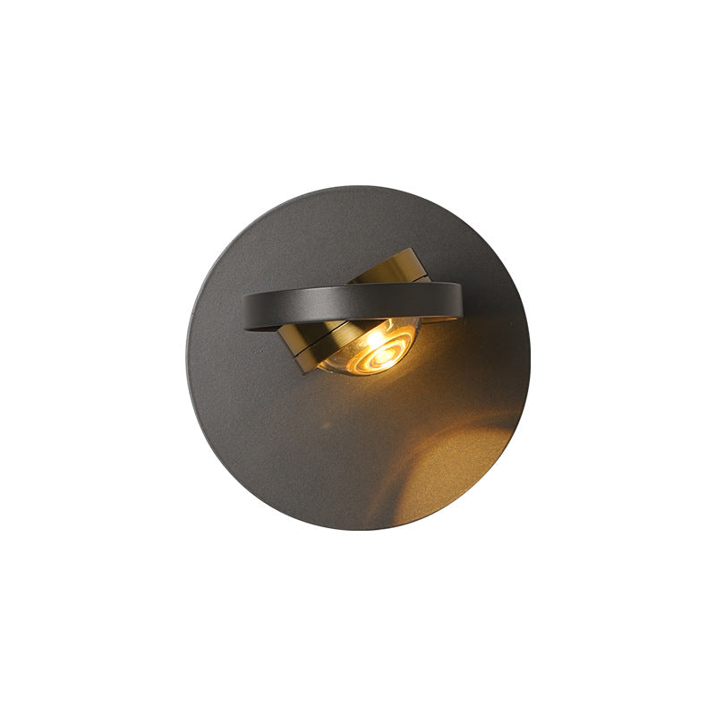 Round Iron Aluminum Bedroom Wall Lamp
