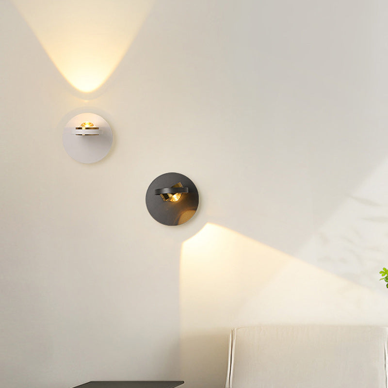 Round Iron Aluminum Bedroom Wall Lamp