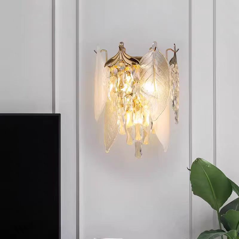 Cone Metal Glass Crystal 3-Light Wall Lamp